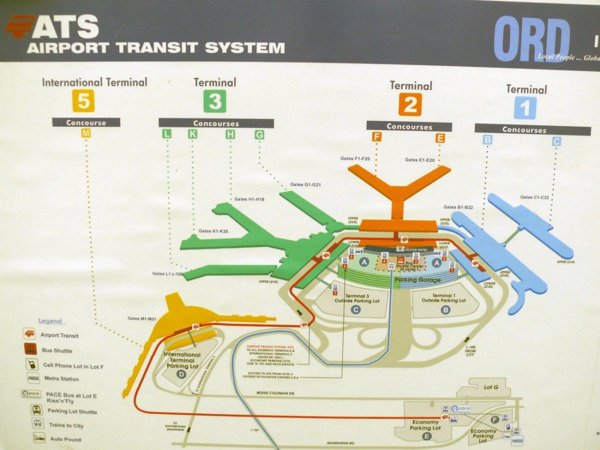 la carte de Chicago O'Hare airport