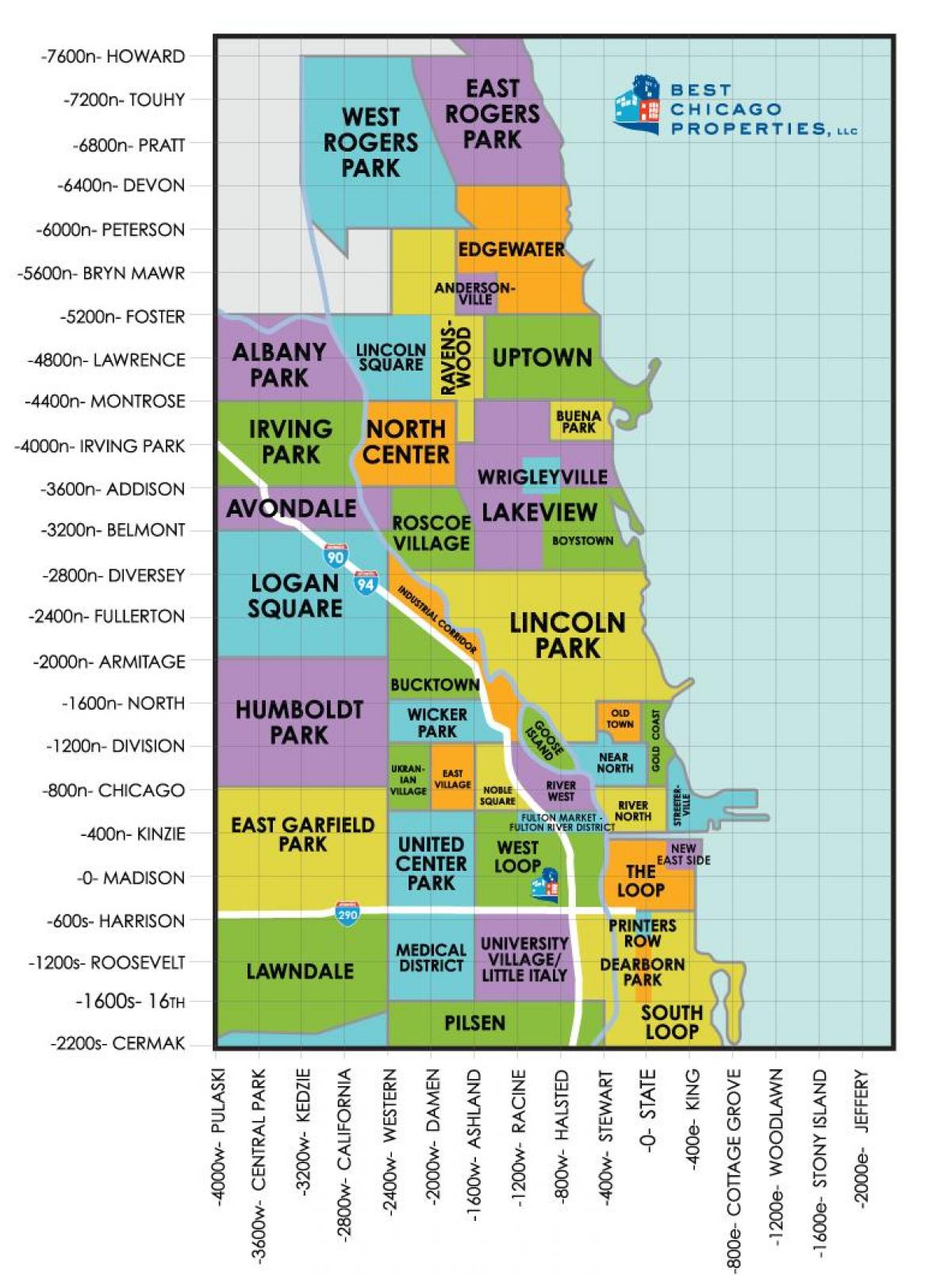 quartiers de Chicago carte