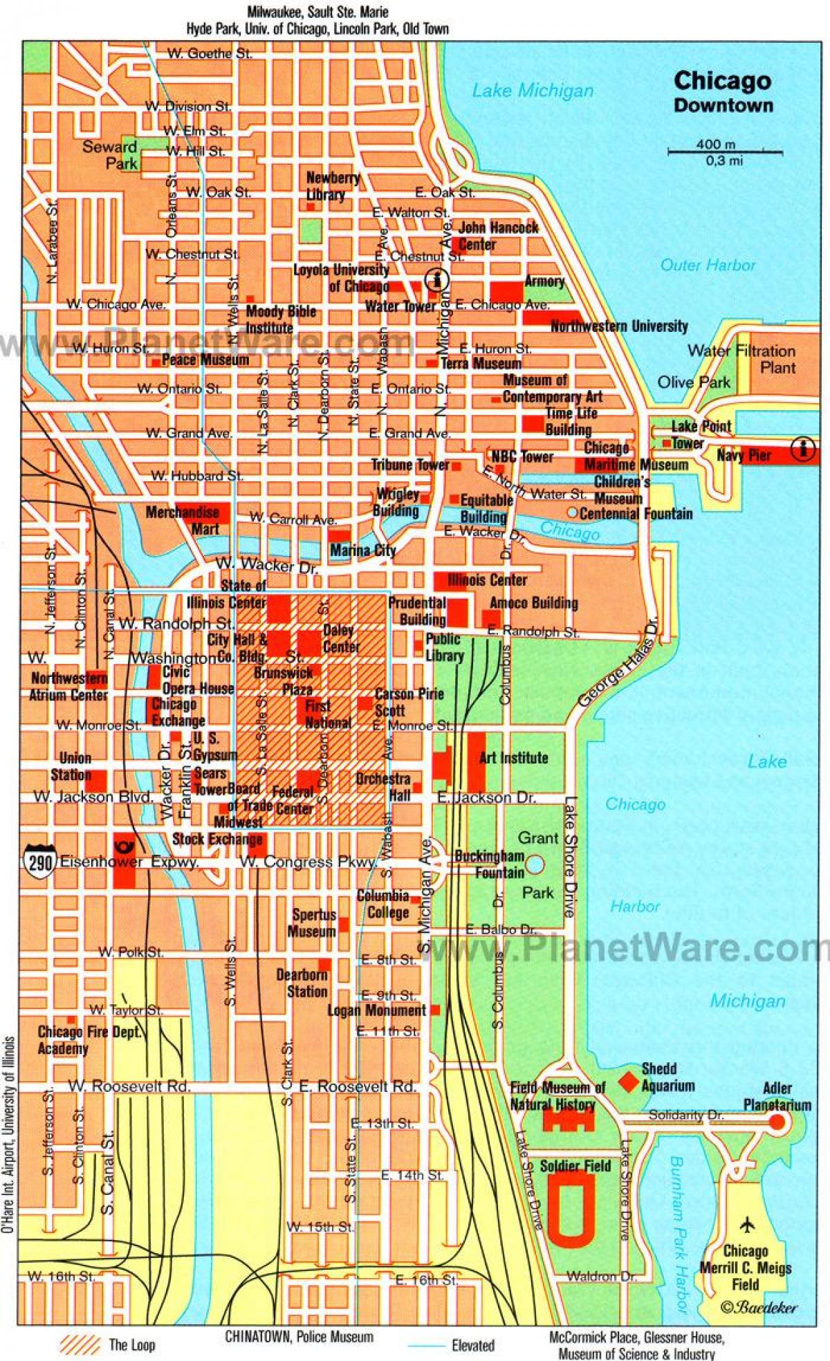 la carte de Chicago attractions