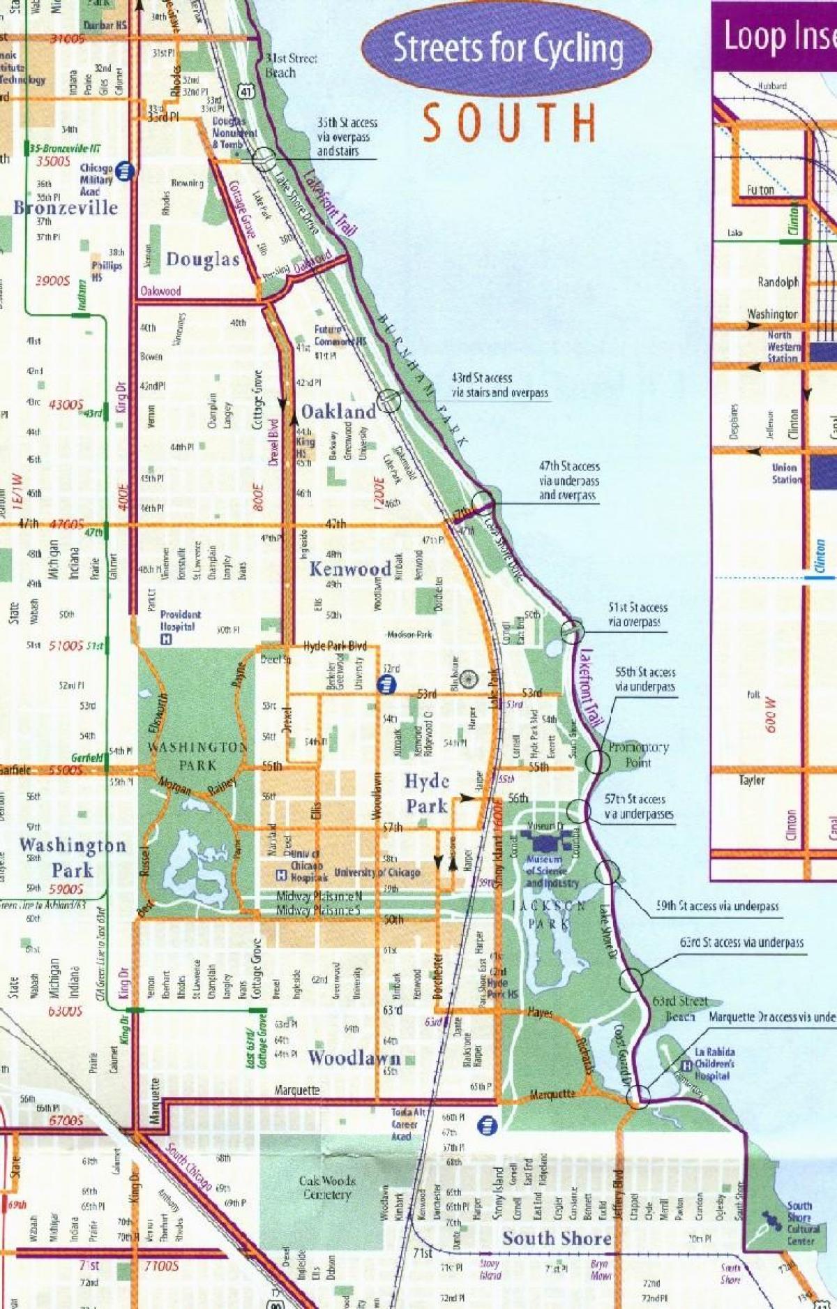 Chicago voie cyclable carte