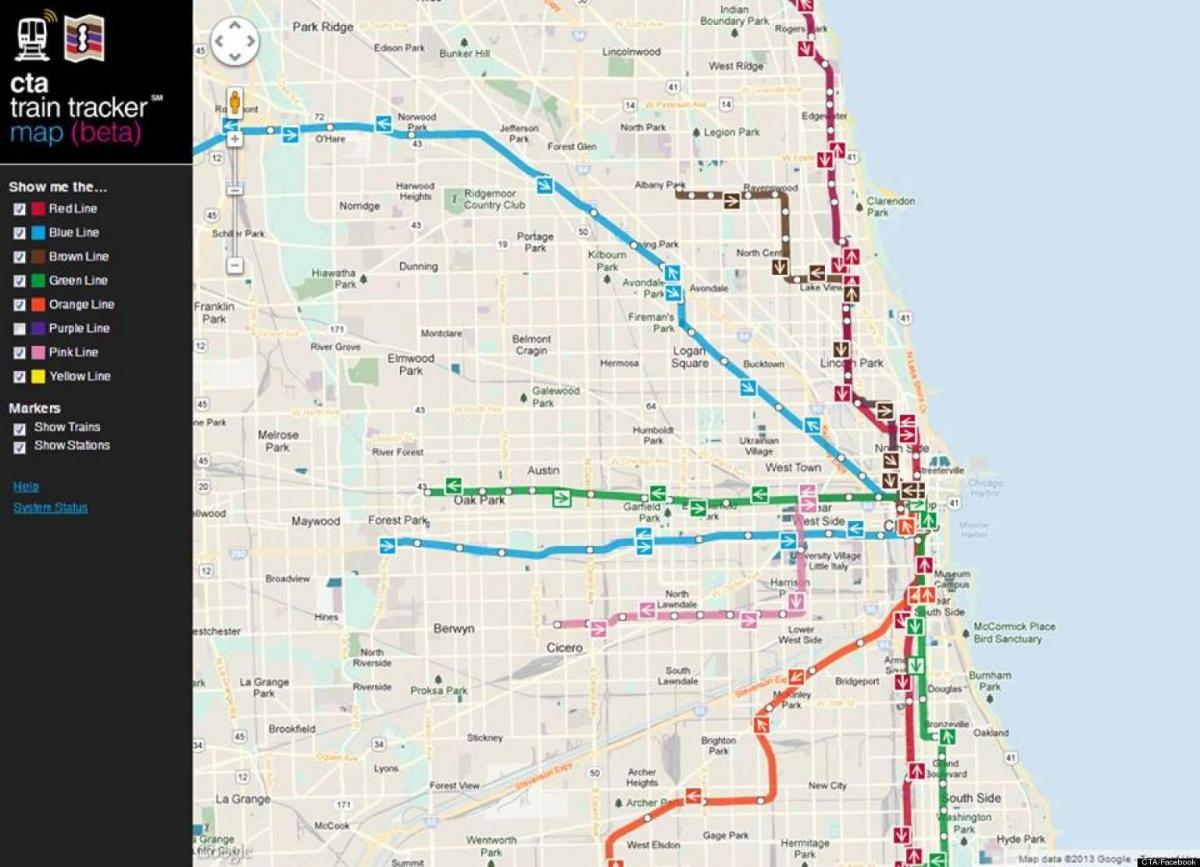 Chicago cta carte du train