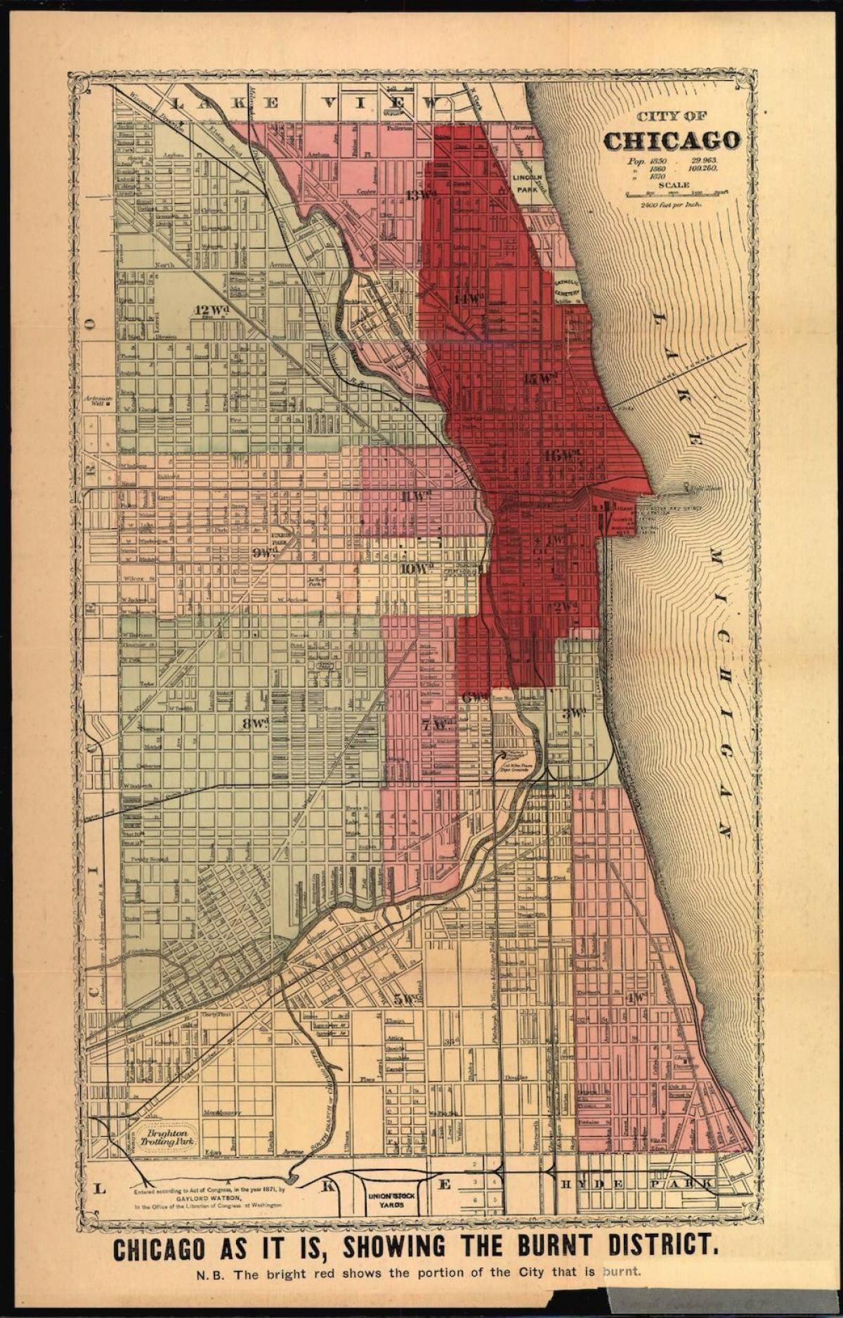 carte de le grand incendie de Chicago