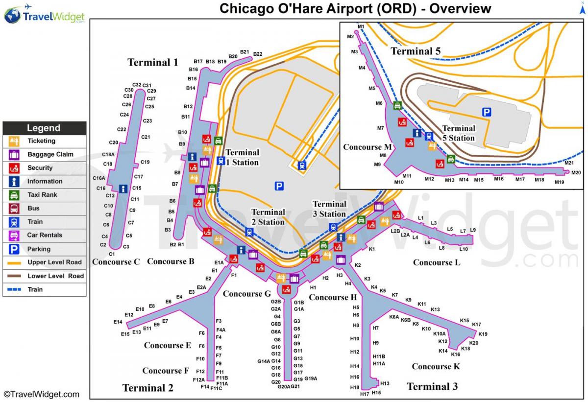 Chicago O'Hare international airport carte