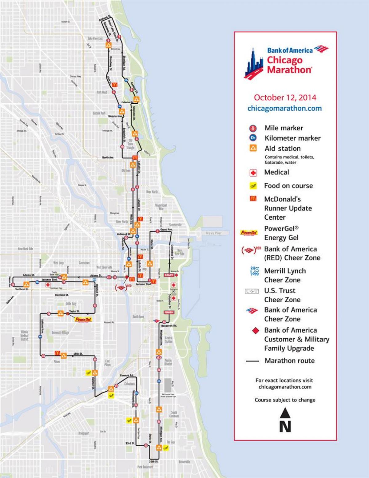 Chicago course de marathon de la carte