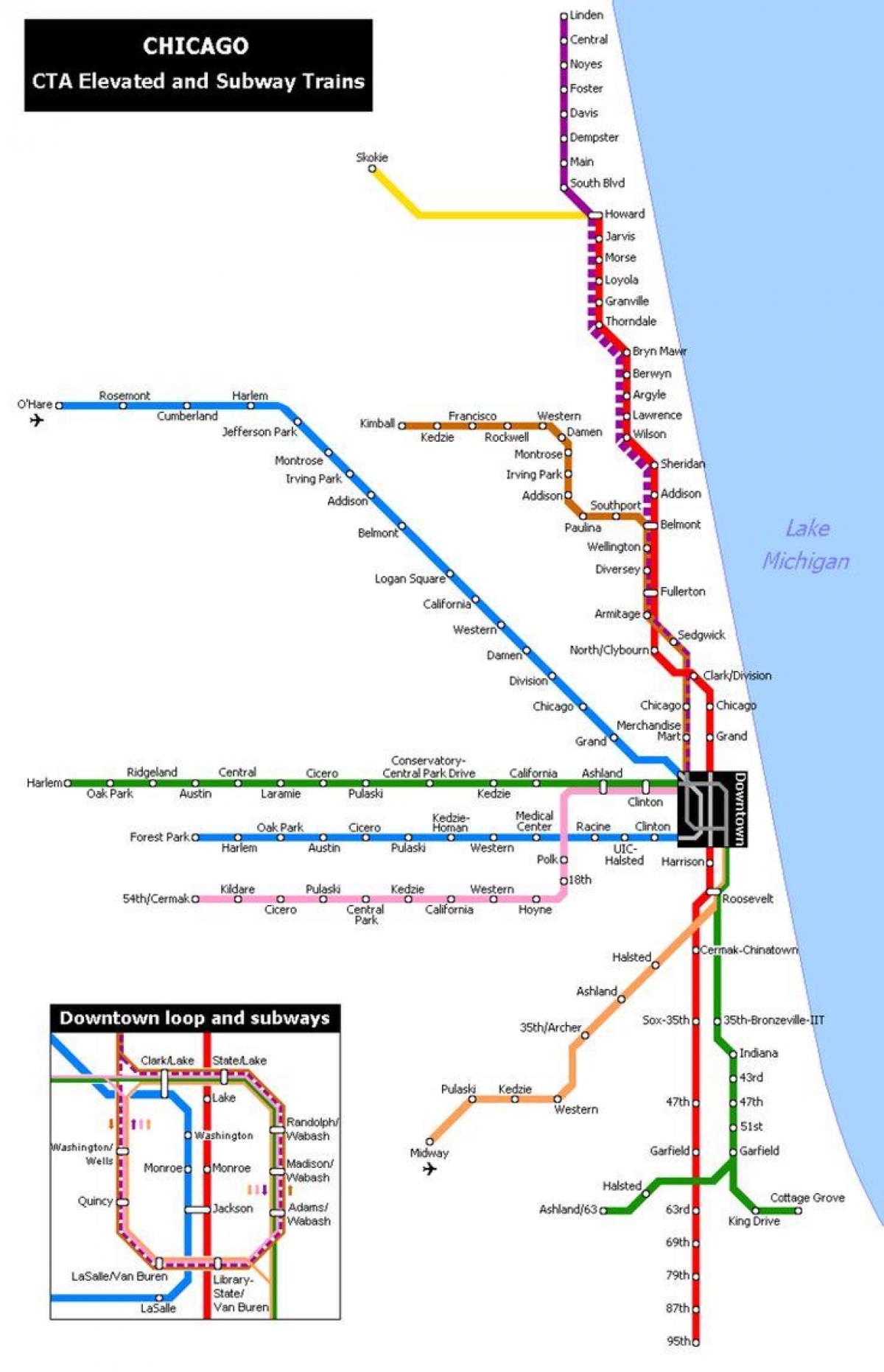 carte de métro de Chicago