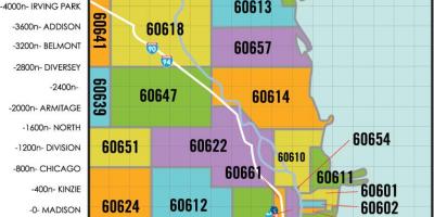 Région de Chicago zip code map