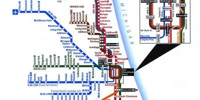 Chicago lignes de métro de la carte