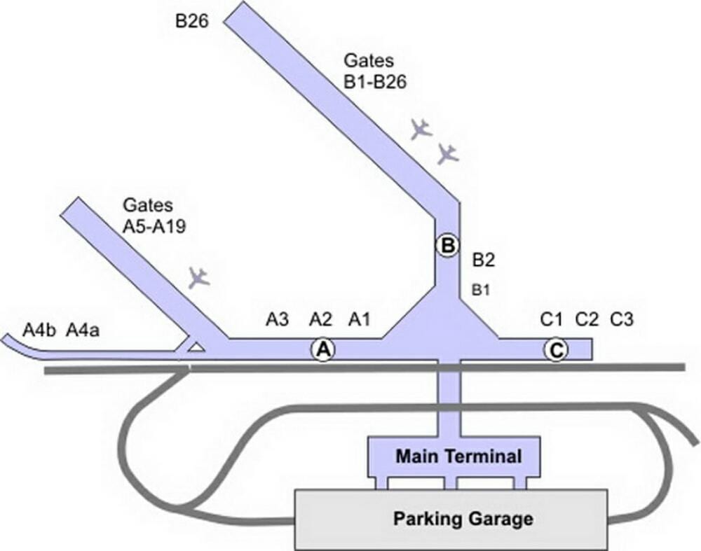 carte de l'aéroport Midway de Chicago