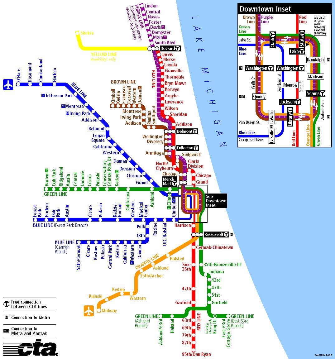 métro à Chicago carte