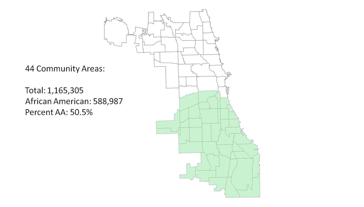 côté sud de Chicago carte