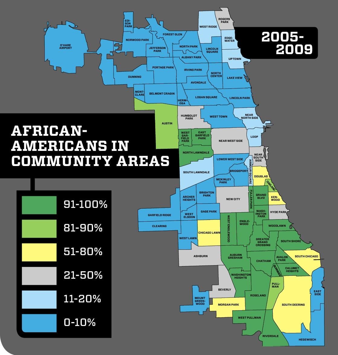 Des environs de Chicago carte de la criminalité