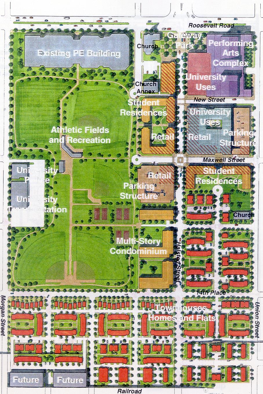 carte de l'UIC à l'est du campus