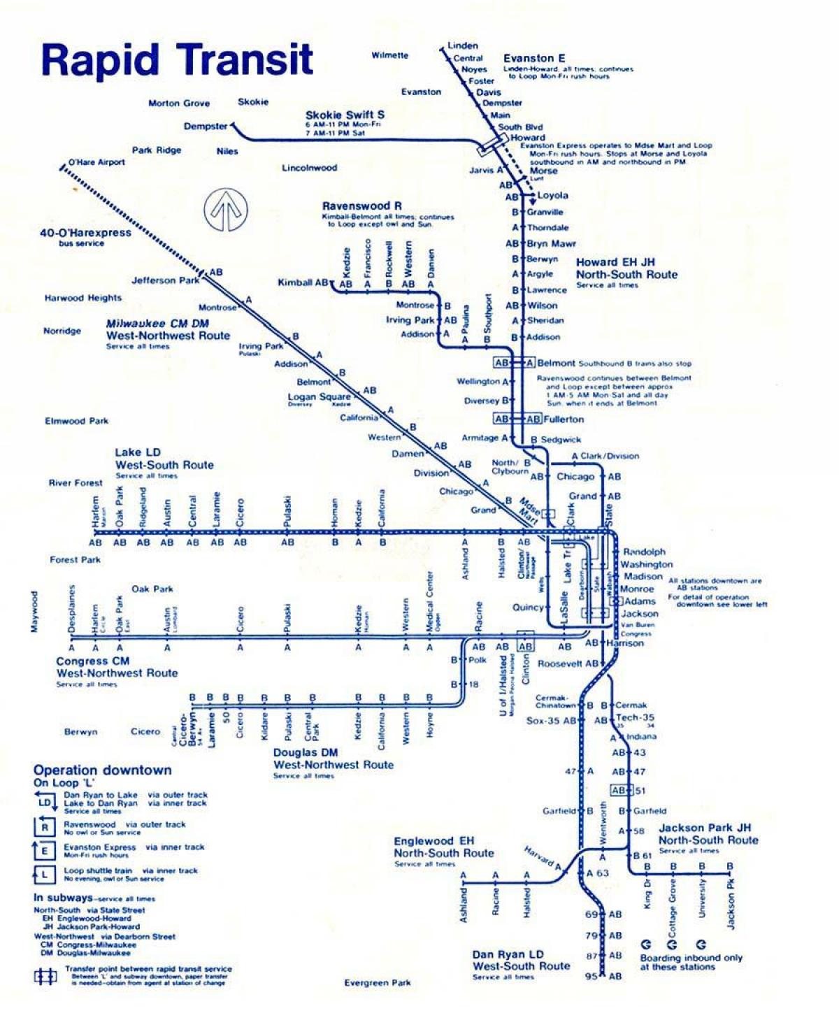 carte de la ligne bleue de Chicago