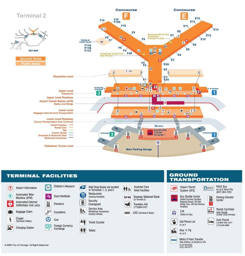 la carte de Chicago ord de l'aéroport