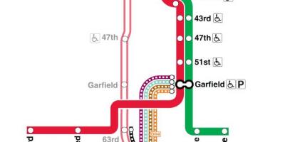 Chicago carte du train de la ligne rouge